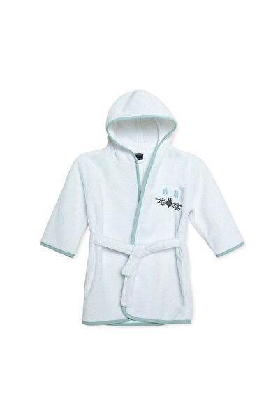 Mollia Erkek Bebek Bornoz Tavşan Baskılı Kapüşonlu Long Sleeve Patiksiz