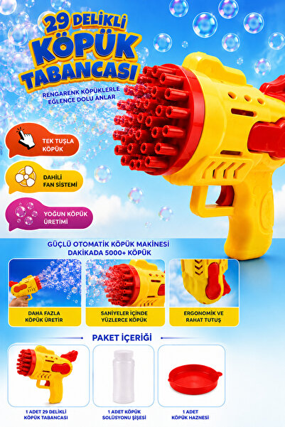 Happyland Sarı Kırmızı Köpük Tabancası, 29 Delikli Çoklu Köpük Atan Tabanca, ...