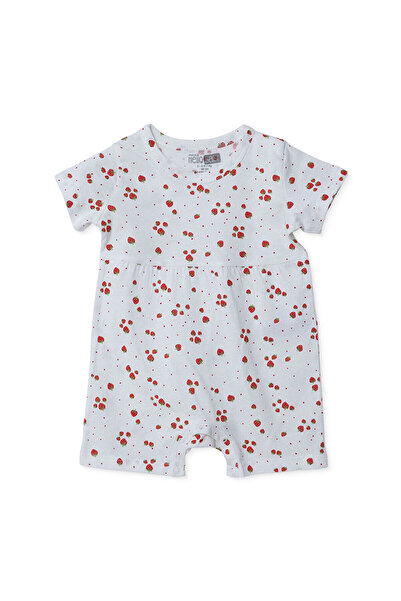 ebebek Hello Baby HelloBaby Kız Bebek Kısa Tulum Kiraz Baskılı Çıtçıtlı Bisik...