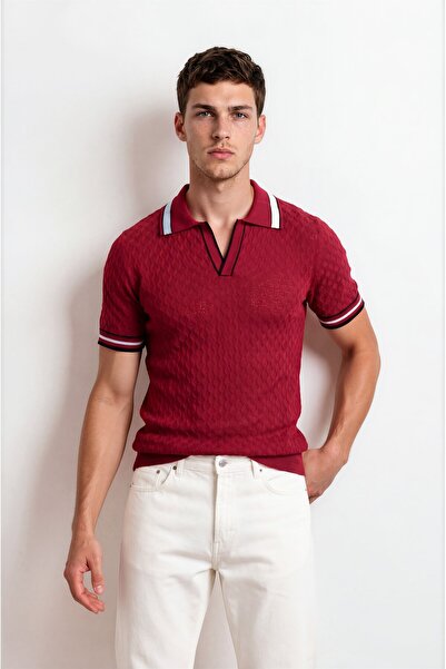 Sea Style Knitted Patterned Polo Neck Knitwear T-Shirt
