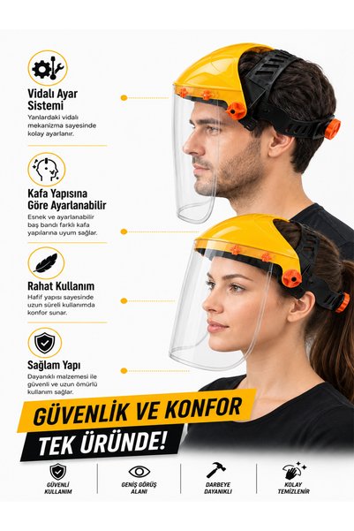Essafe Yüz Koruyucu Siperlik Alüminyum Destekli Şeffaf Vizör