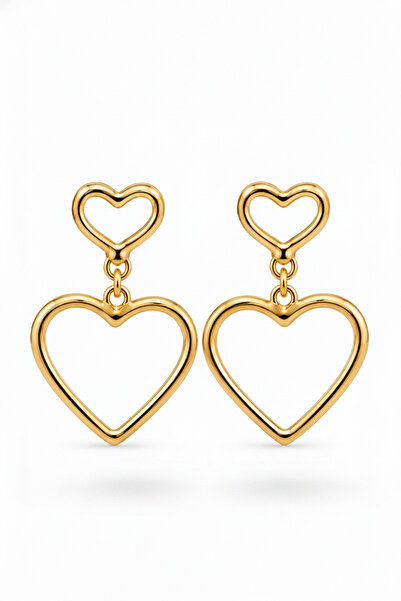 Jack Ferrero Elegant Double Heart Figured Gold Color Dangle Bijouterie Women'...