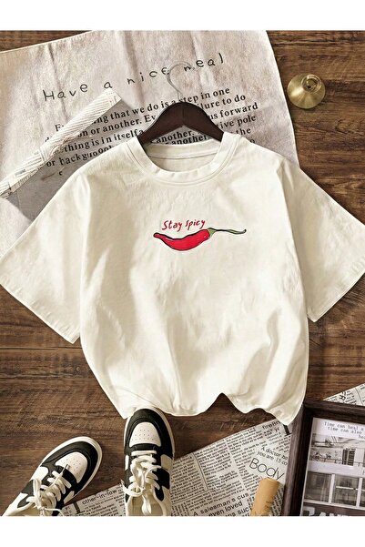 Toum Stay Spicy Printed Unisex Oversize T-Shirt