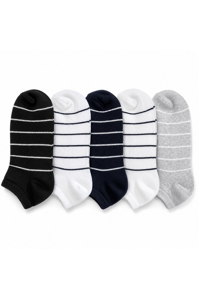Barinoska Booties Socks 5-Pack 10-Pack Set 85% Cotton Striped Soft Comfortabl...