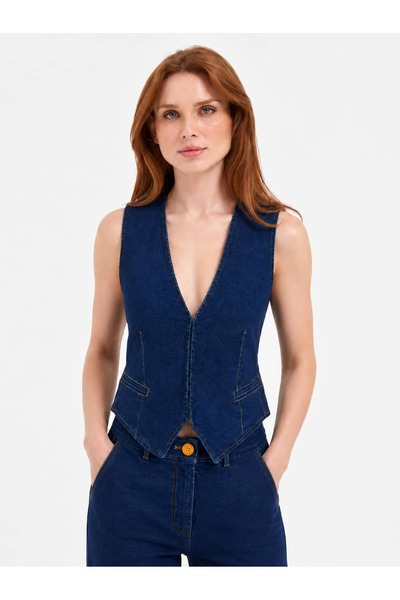 SIDesign V Yaka Slim Fit Jean Yelek