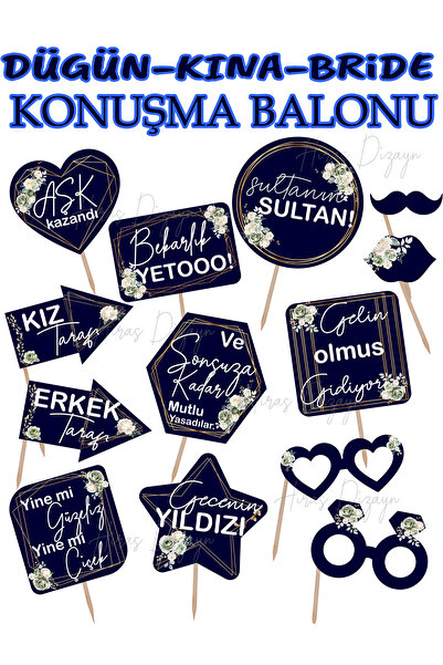 Hiras Dizayn 13 Pcs Navy Blue Floral Wedding Engagement and Henna Night Fun S...