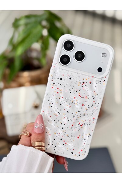 Go Aksesuar Iphone 17 PROMAX Uyumlu 3D Kabartma Beyaz Boya Baskı Tasarımlı Ko...