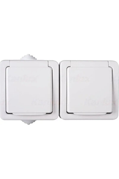 KANLUX TEKNO Priză dublă etanșă cu protecție la contact 16A 250V alb IP54 33497