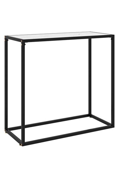 vidaxl Masă consolă, albă, 80 x 35 x 75 cm, sticlă securizată
