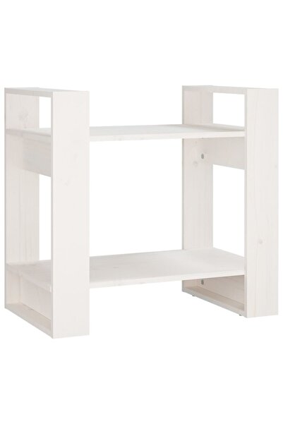 vidaxl Bibliotecă/Separator cameră, alb, 60x35x57 cm, lemn masiv pin
