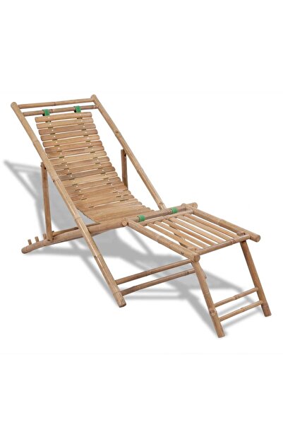 vidaxl Scaun pliabil de exterior, cu taburet, bambus