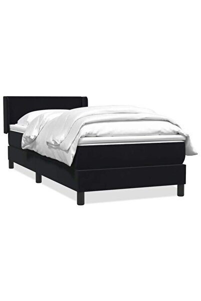 vidaxl Pat boxspring cu saltea, negru, 80 x 220 cm, catifea
