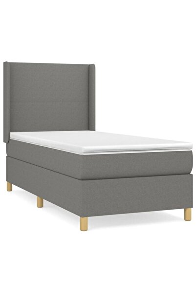 vidaxl Pat boxspring cu saltea, gri închis, 80 x 200 cm, textil