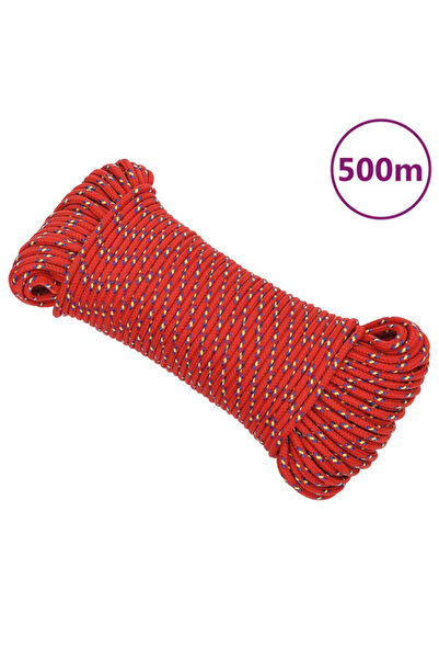 vidaxl Frânghie de barcă, Roșu, 3 mm, 500 m, Polipropilenă