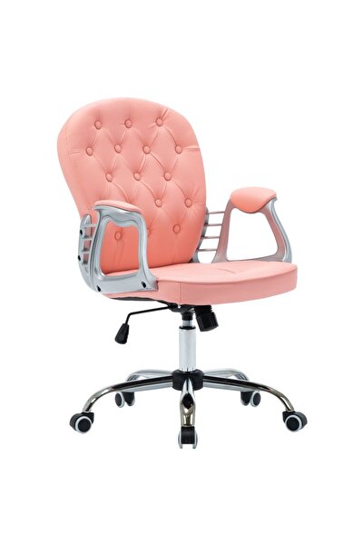 vidaxl Scaun de birou pivotant, roz, piele ecologică