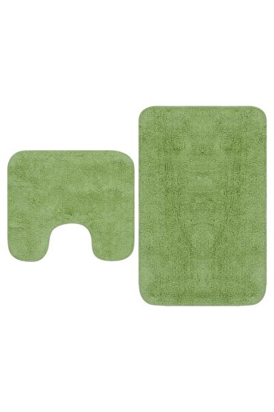 vidaxl Set covorașe de baie, 2 buc., Verde, Material textil