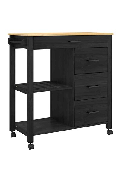 vidaxl Troler de Bucătărie MONZA Negru 84 x 40 x 88,5 cm