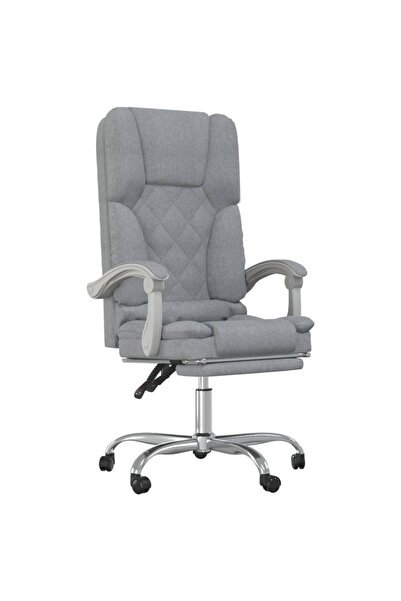 vidaxl Fotoliu de birou rabatabil cu masaj, gri deschis, textil
