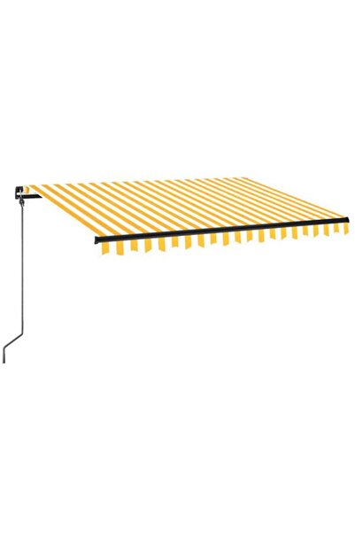 vidaxl Copertină retractabilă manuală cu LED, Galben și Alb, 350 x 250 cm