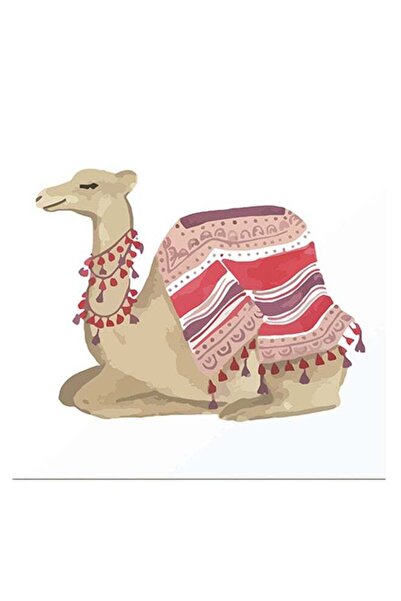 Atiq Camel Themed Wall Art Brown/Pink/White 30x30cm