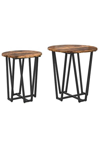 vidaxl Set măsuțe laterale 2 pcs Stejar afumat și negru