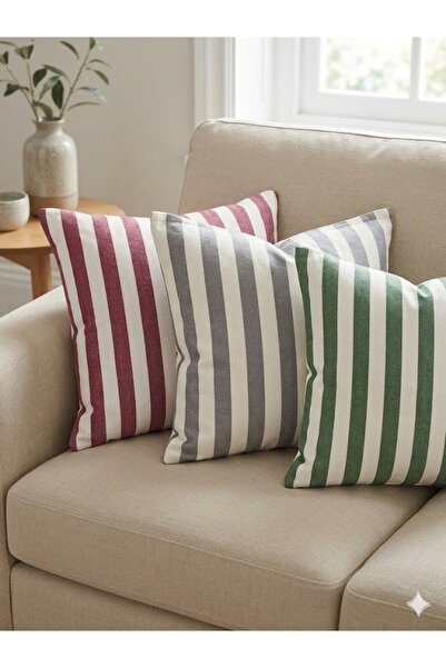 noisette Striped Throw Pillow Cover 3-Piece Set / Hidden Zipper - Does Not Fa...