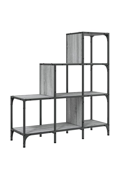 vidaxl Bibliotecă, gri sonoma, 92x30x102 cm, lemn prelucrat/metal