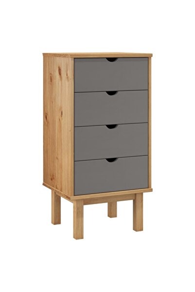 vidaxl Dulap cu sertar "OTTA", maro/gri, 45x39x90cm, lemn masiv pin