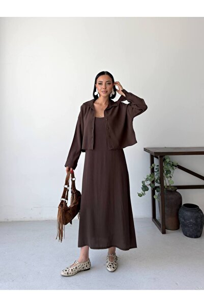 Lovely butik Set de cămașă și rochie din țesătură modală dublă