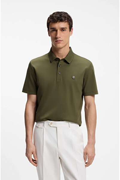 BOSS Men's Monogram Logo Embossed Regular Fit Soft Cotton Short Sleeve Khaki ...