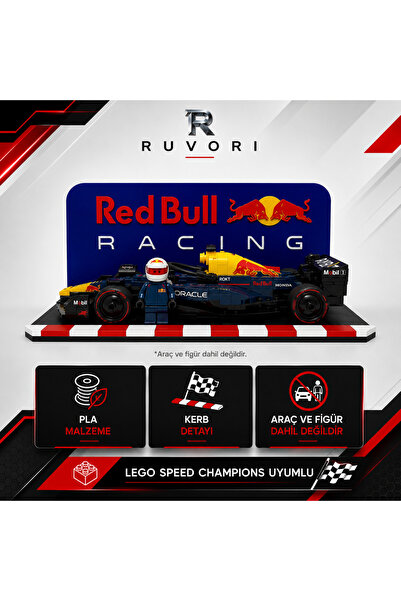 RUVORI Lego Speed Champions F1 Araç Sergileme Standı - RedBull Takım Dekoru