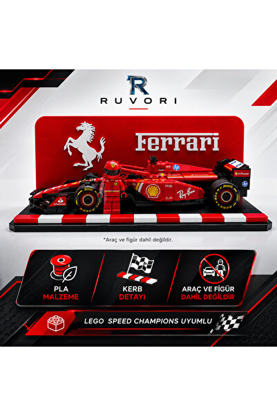 RUVORI Lego Speed Champions F1 Araç Sergileme Standı - Ferrari Takım Dekoru