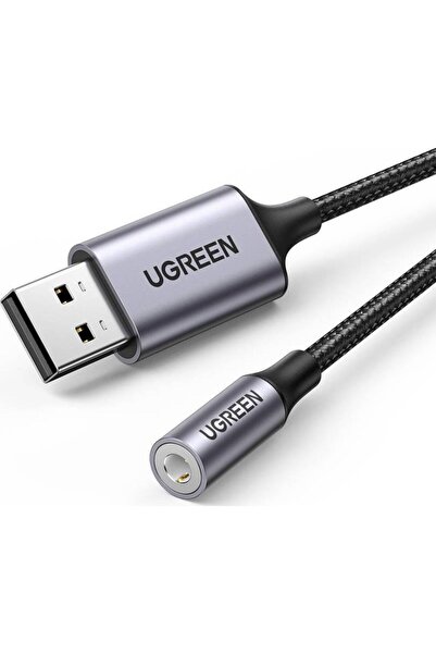 Ugreen Adaptor audio CM477, USB la mufă mini jack de 3,5 mm, 0,25 m (Gri)