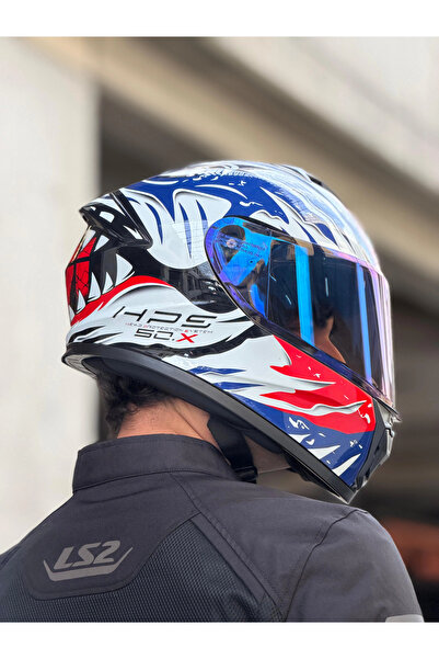Givi 50.X SHARKBITE MAVİ-BEYAZ-KIRMIZI KASK (MAVİ VİZÖR)
