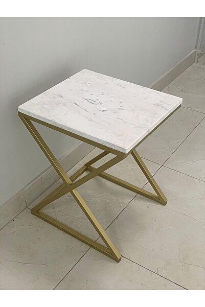 horoof home Modern Iron & Marble Side Table – Elegant Accent Table for Living...