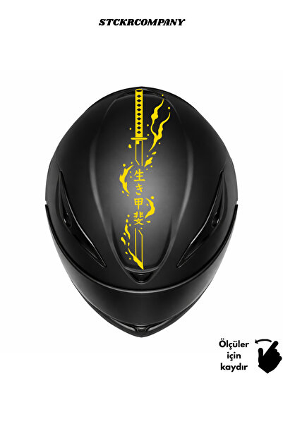 STCKRCO Katana Kask Stickerı - Motor Kaskı Üst Stickerı - Japon Sticker - Kas...