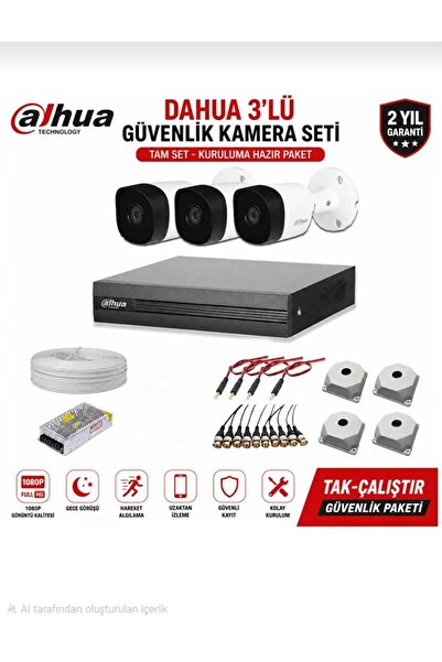 DAHUA 3'LÜ GÜVENLİK KAMERA SETİ