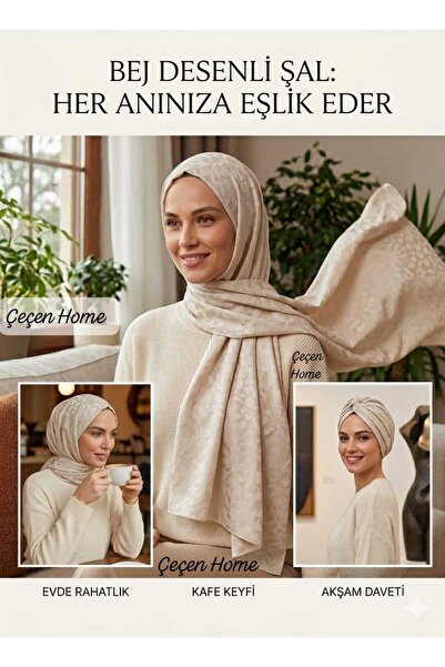 ÇEÇEN HOME (1 Piece) Modern Elegant Patterned Shawl, Breathable Synthetic Fab...
