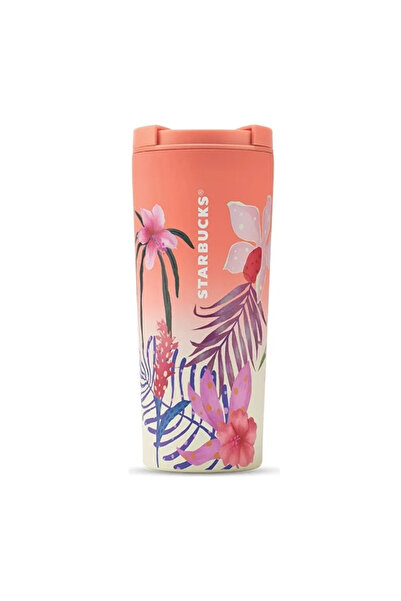 Starbucks Flip-Open Lid Orange Tropical Steel Thermos - 503ml - 11182309