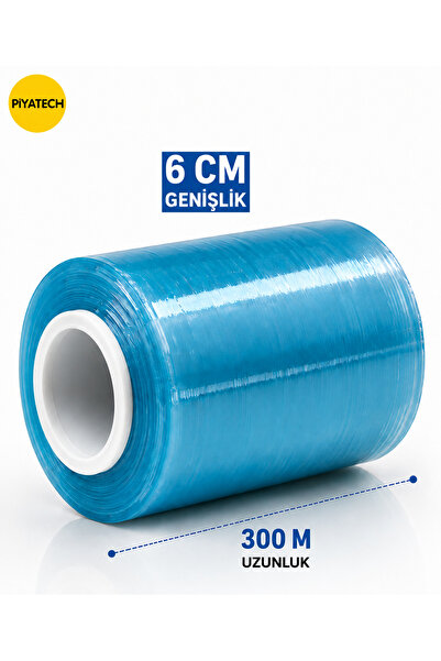 PİYATECH Blue Mini Stretch Film 6 cm X 300 Meters Packaging and Wrapping Stre...