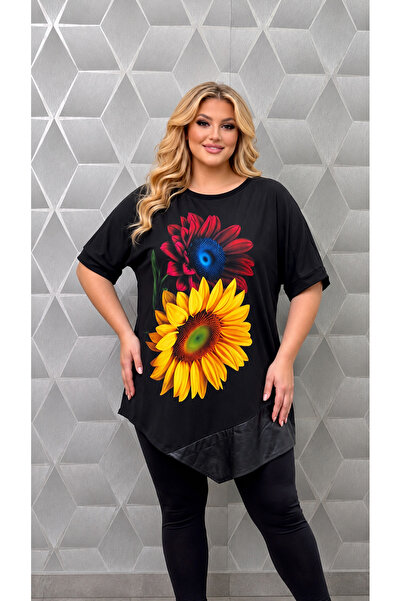 styleFlex Bluză/Tricou oversize,din bumbac cu imprimeu floral 3D