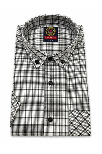 Kuraff Giyim Baba Kare Patterned Single Pocket Short Sleeve Shirt