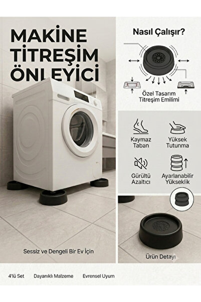 Silvanature Çamaşır Makinesi ve Beyaz Eşya Titreşim Önleyici Ayak 4'lü Set – ...