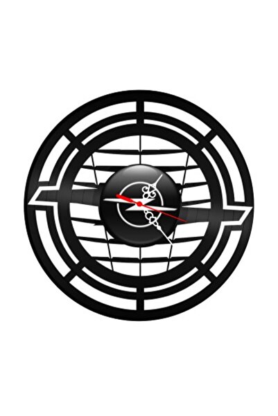 Opel Ceas de perete decorativ din disc de vinil, Model Logo / Grilă Auto, Neg...