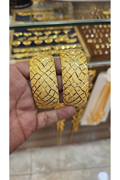 barisiva gold 22 AYAR ALTIN KAPLAMA 3 CM ENİNDE ŞIK DESENLİ BİLEZİK 1 ADET Fİ...