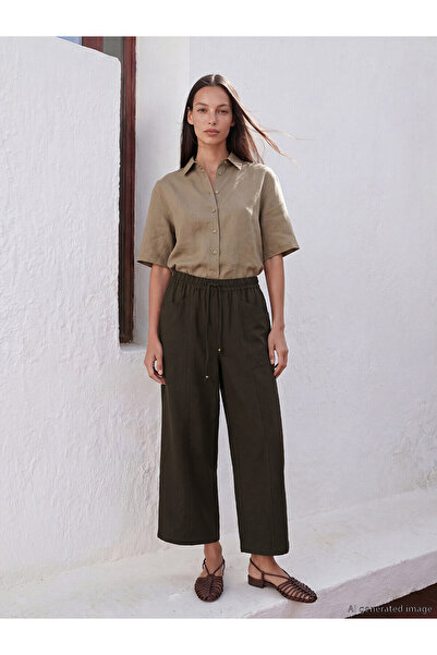 LC Waikiki Nevavm Women's Pants with Elastic Waist and Difference in Color