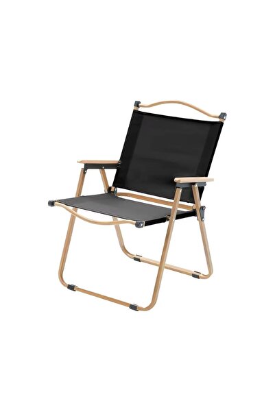 Zen Store Portable Folding Camping Chair with Wooden Armrests & Durable Fabri...