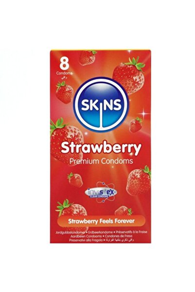 Skins Προφυλακτικά Premium με γεύση Φράουλα, Συσκευασία 8 τεμαχίων