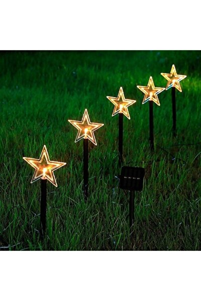 DAMUR Set de 5 lămpi solare LED de exterior, model stea, pentru grădină, 35,5...