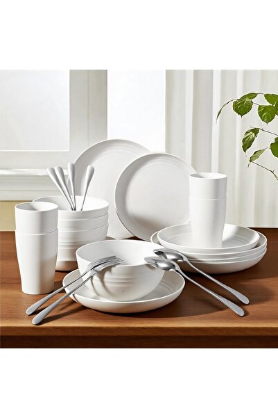 Other 24-Piece Wheat Straw Dinner Set - Unbreakable & Reusable Plates Set Din...